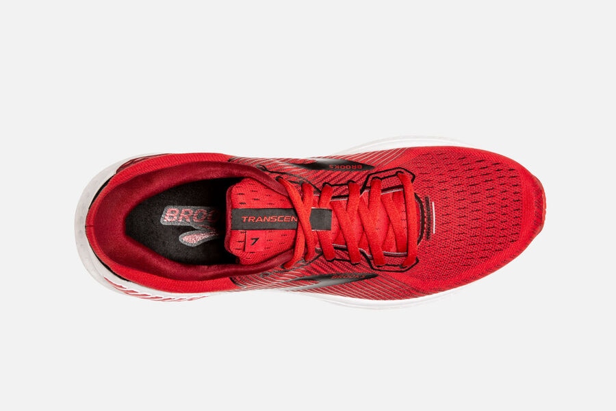 Transcend 7 Road Brooks Running Shoes NZ Mens - Red/Black - LHEFJT-870